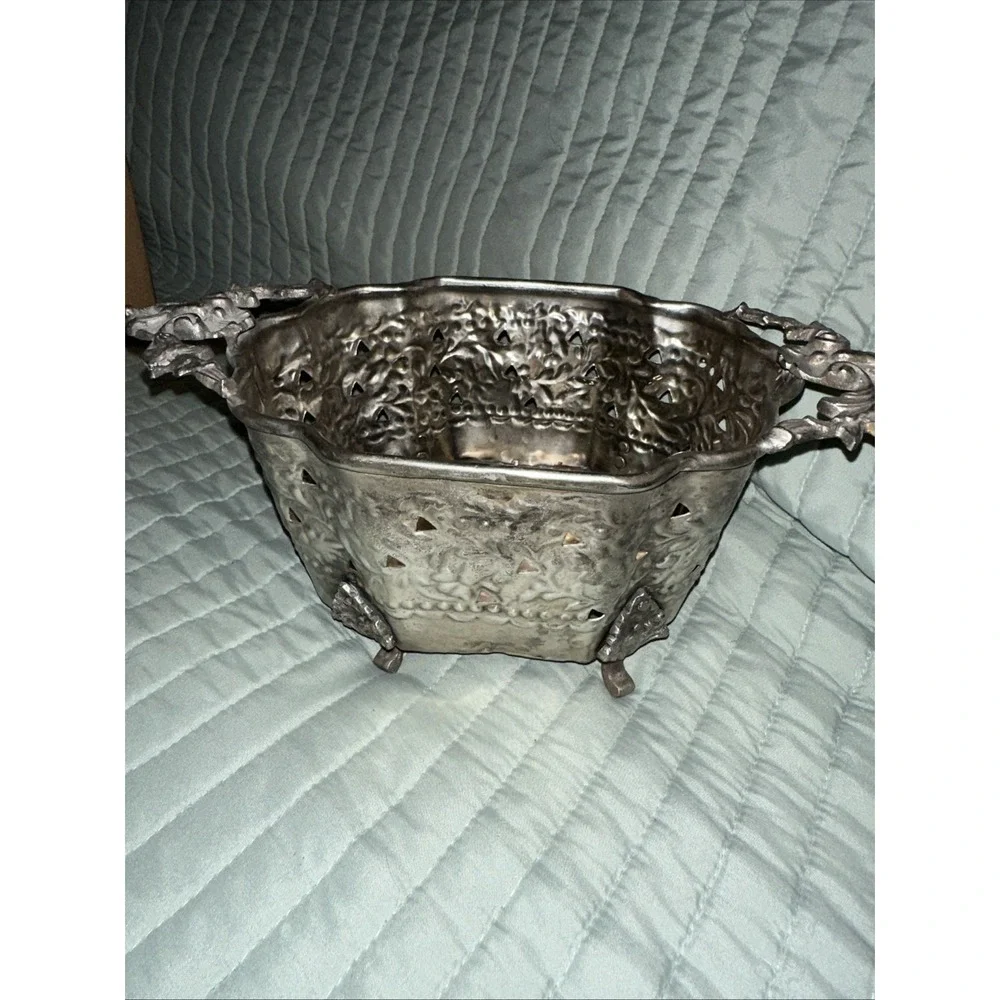 Cast Metal Silver Rococo Style Jardiniere Planter